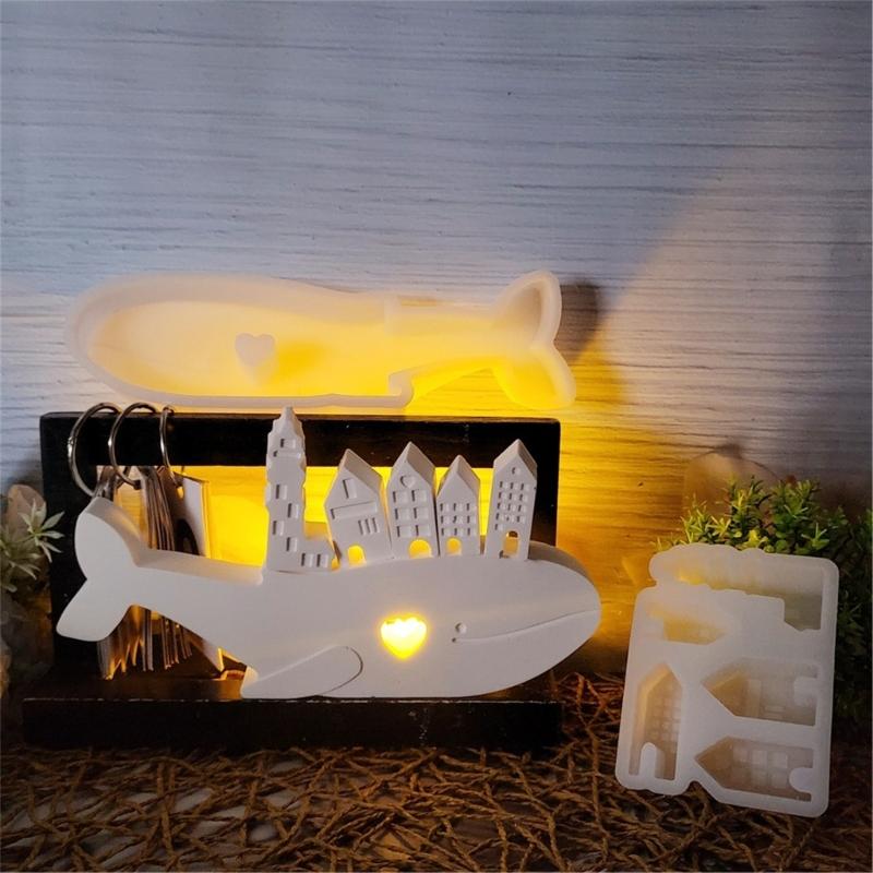 Silicone Whale House Display Ornament Mold Creative Whale House Mold For DIY Crafting And Homes Decoration Projects