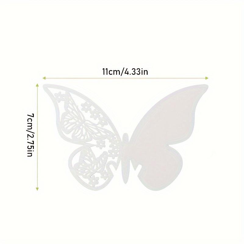 1Set 25Pcs 3D Butterfly Wine Glass & Wall Decor Stickers - Laser - Cut Skeleton Paper Cup Cards for Weddings, Pink & White