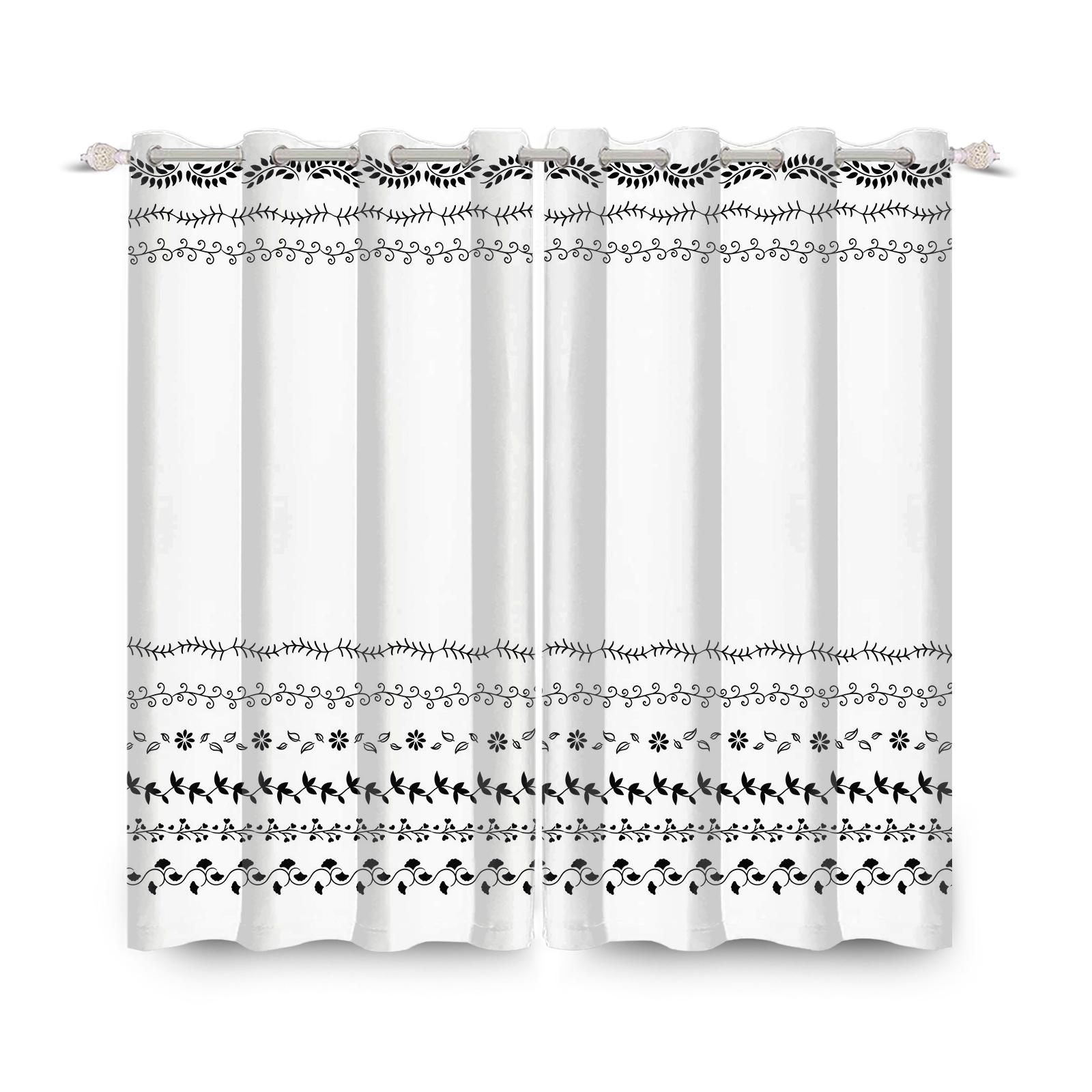 

Set Of 2 Boho Style White Curtains Double Layer Simple Striped Window Bedroom Living Room Home Interior Curtain Darkening Polyester Ideal For Area W100*H130(CM)-Hooks&2PCS