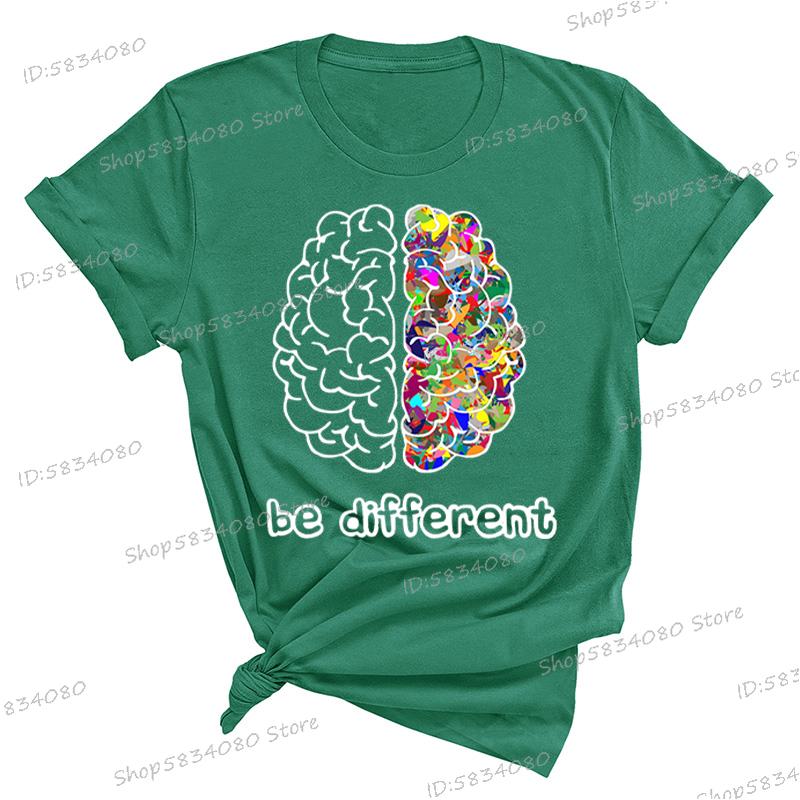 Autism Awareness Day Essential Tshirt Autist Brain Be Different Graphic T Shirts Autism Awareness Crew Neck Short Sleeve Tshirt