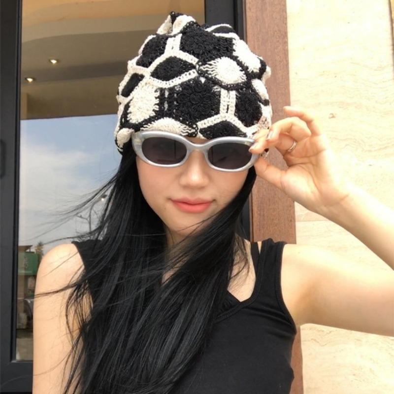 Women S Large Size Hollow Thin Beanie Hat For Spring Summer