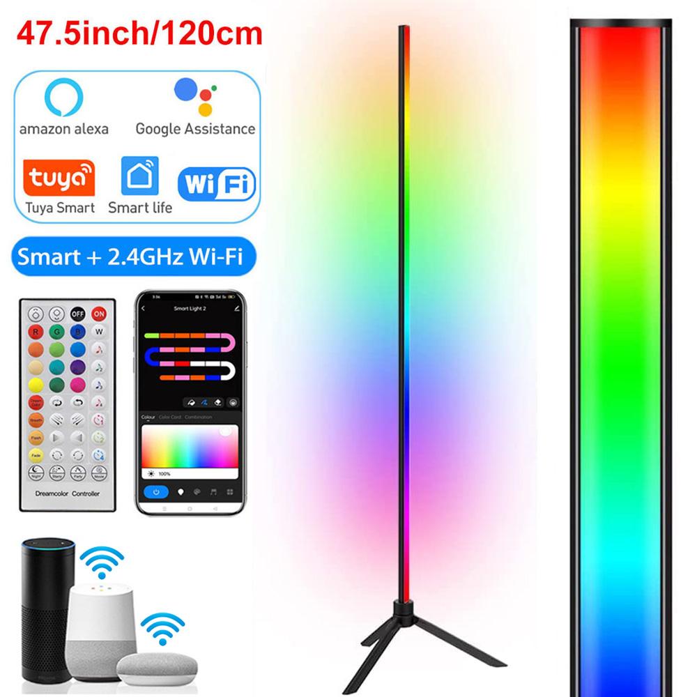 120cm Tripod RGB Corner Floor Lamp Bluetooth Tuya wifi Dimmable Led Standing Lights Living Room Bedroom Home decor Mood Lighting