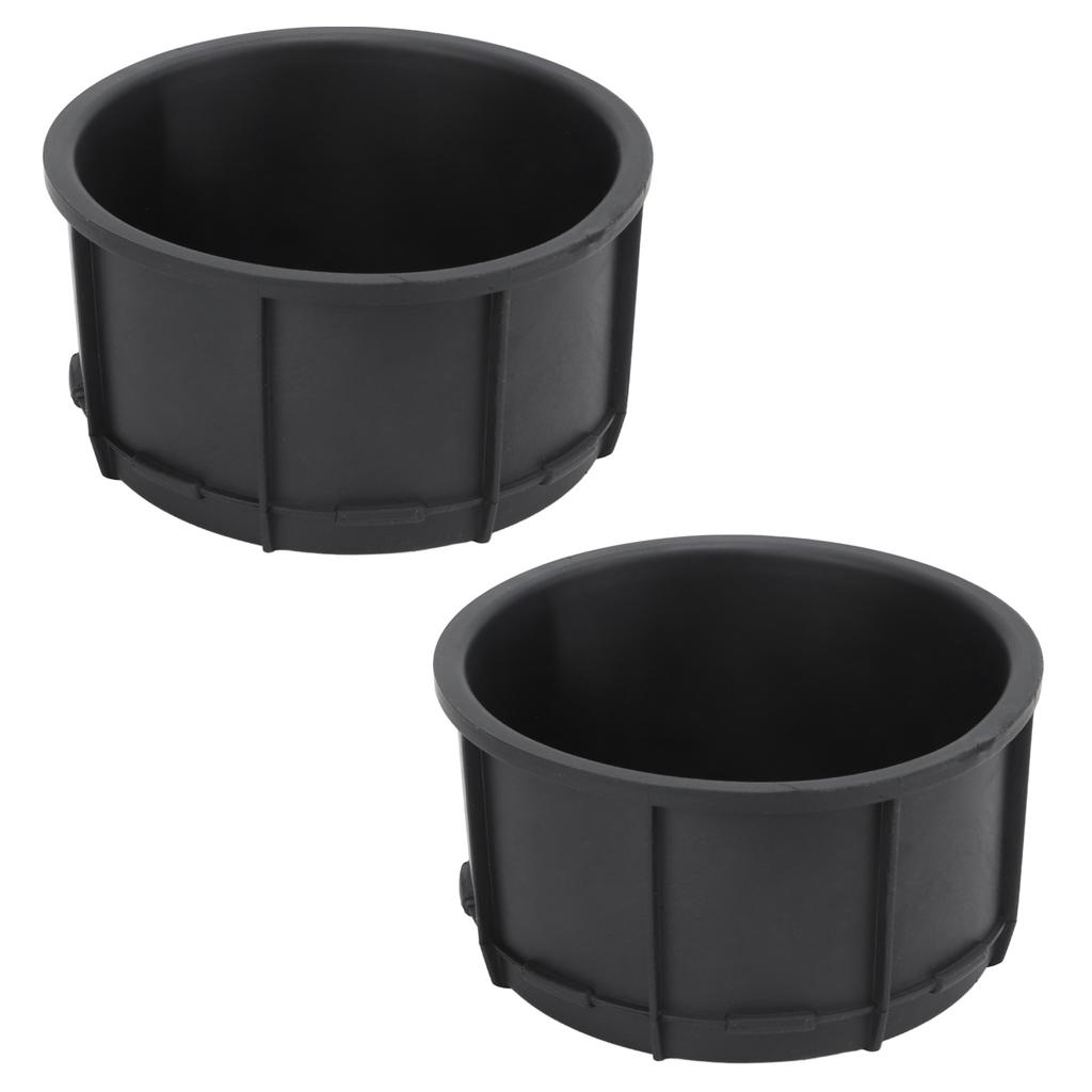 2Pcs Set Center Console Cup Holder Insert Liner Black Rubber UV Protection Automotive Interior Accessories