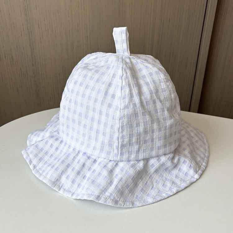 Spring and Summer Retro Plaid Small Brim Bucket Hat Women's Small Fresh Washbasin Hat Outdoor Sun Protection Hat