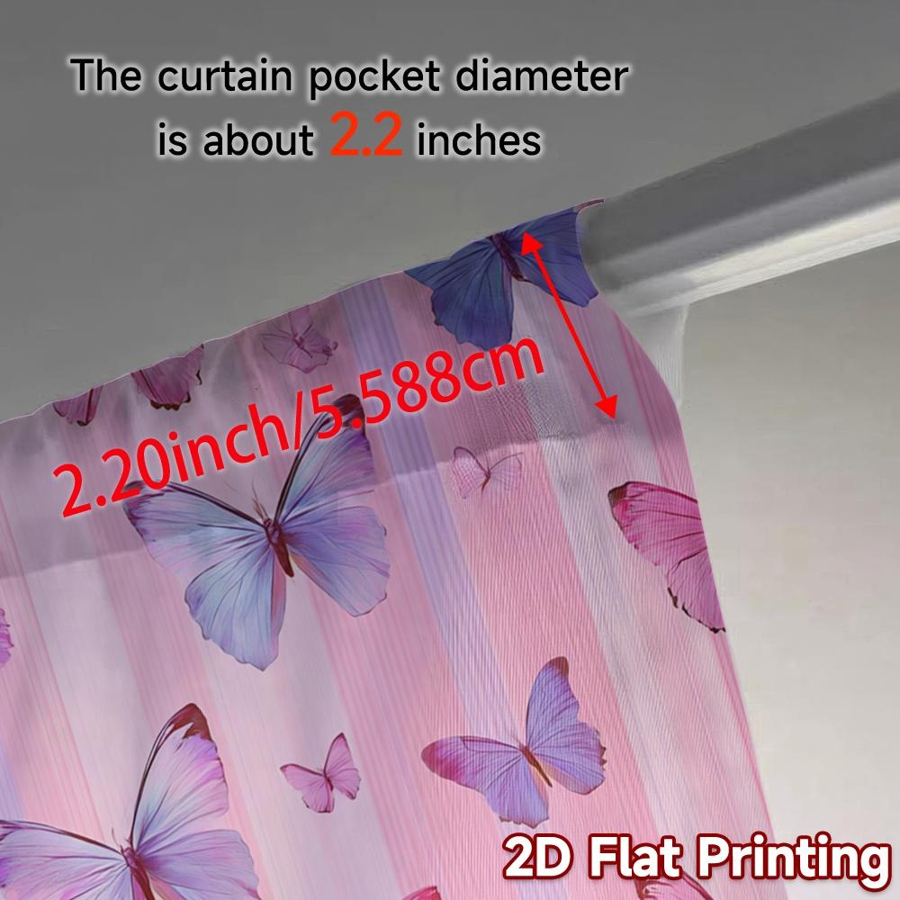 Set Of 2 Contemporary Flat Printing Jit Curtains Without Rod Butterfly Veil Popular Versatile Polyester Fabric Curtain