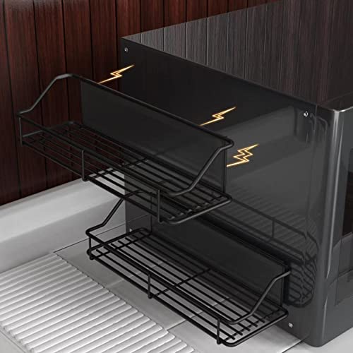 MENGMIANDAXIA Bathroom Rack, Bathroom Storage Rack, Washroom Rack, Bath Storage Rack, Condiment Rack, Kitchen Storage Rack - 2 Black Large (Magnetic)