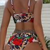 2026 Swimsuit Two-piece Split Swimsuit Gathering Print Casual Beach Resort Women's Swimsuit Set