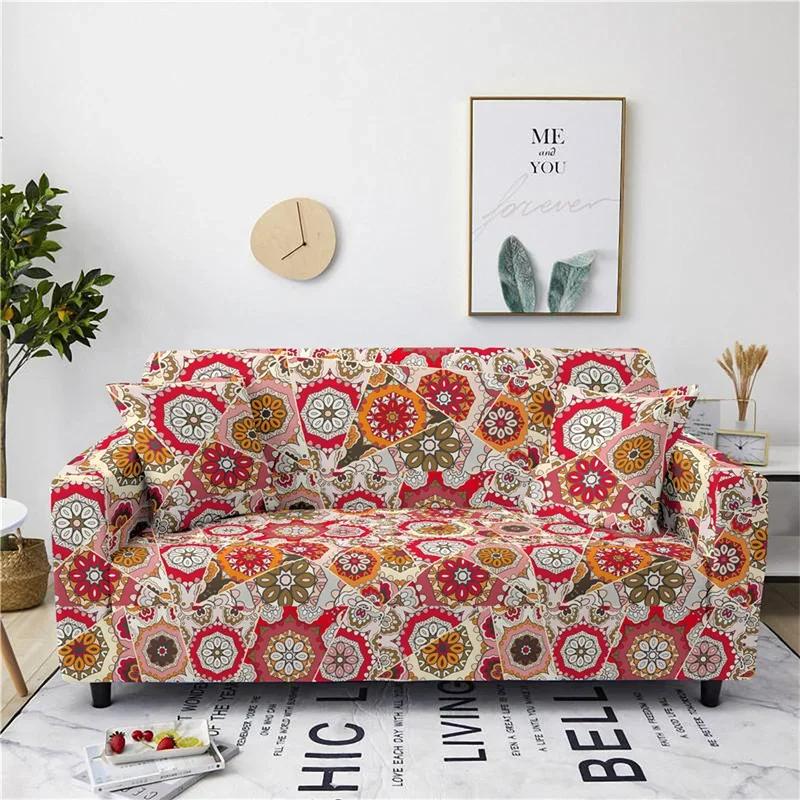 Elastische Sofabezug für Familienzimmer Formschlüssig Mandala Grafikdruck Design Passgenauer Sofabezug Bohemian Griffige Sofabezug Schutzbezug 1-seat 90-140cm