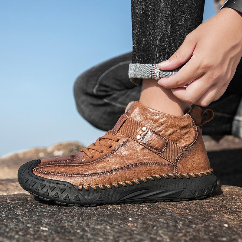 Ręcznie robione buty ze skóry dzielonej Męskie buty codzienne Wygodne botki Męskie duże rozmiary Buty robocze