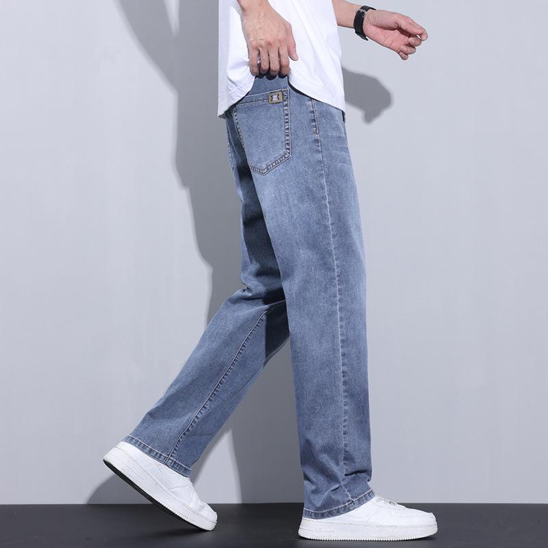 Summer New Light-colored Cool-feeling Men's Jeans Loose Straight Casual Young Men's Light Business Long Pants