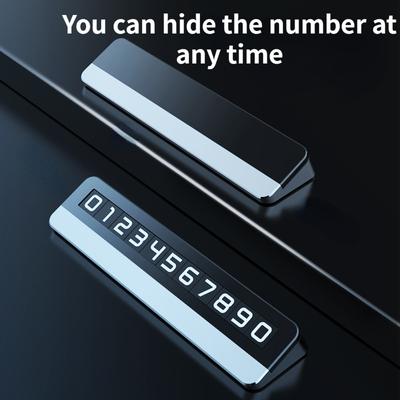 Car Styling Sticker Temporary Parking Card Metal Phone Number Plate Luminous Temporary Parking Sign Moving Car Number Plate