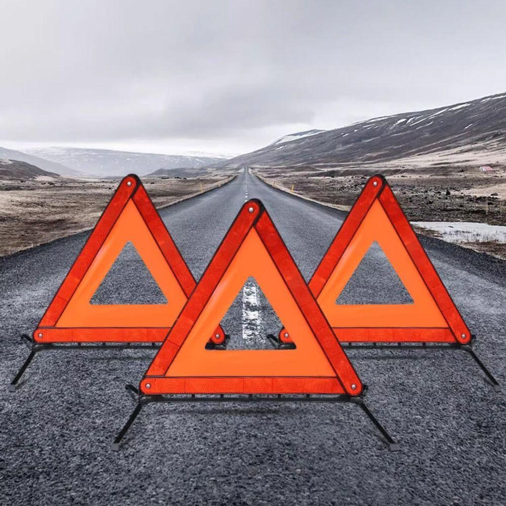 Red Reflective Warning Triangles Portable Folding Car Warning Sign  Breakdown Rescue