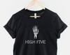 Skeleton Hand High Five Halloween Tee, Kids Party Shirt, Soft Cotton (Durable Print)