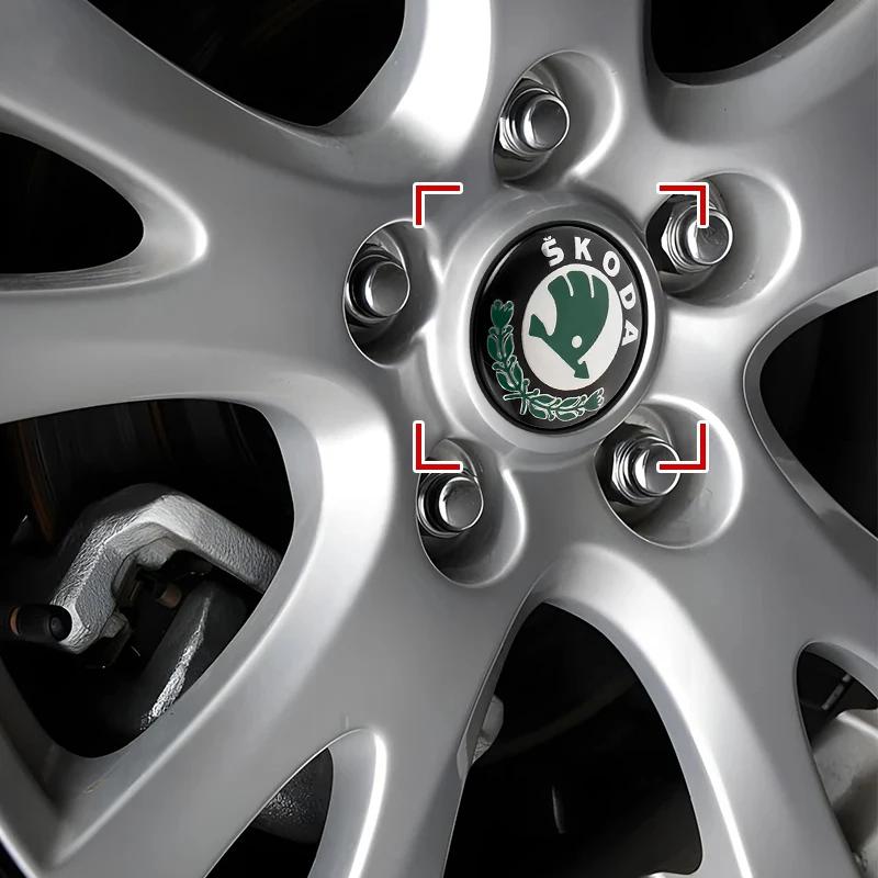 4Pcs 56mm Car Wheel Center Caps Hub Cap Covers Emblem Styling For Skoda Octavia Kodiaq Fabia Rapid Superb A5 A7 2 Kamiq Karoq