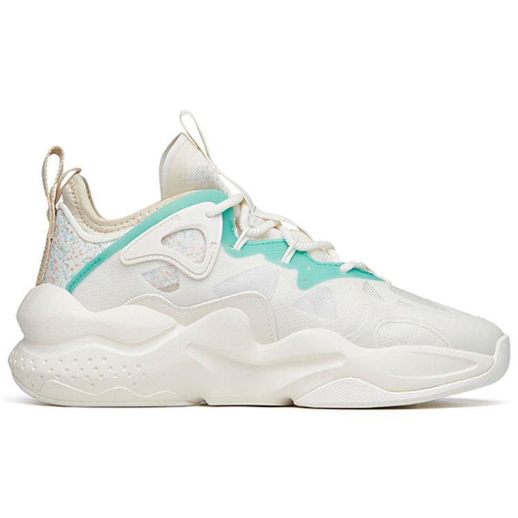 Anta Badass Lifestyle Series Casual Lightweight Durable Low-Top Skate Shoes Women Sneaker White Green Yellow 122228080-1