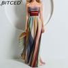Summer Women's Fashion Print Sleeveless Halter Neck High-Waisted Long-Line Full-Skirted Dress