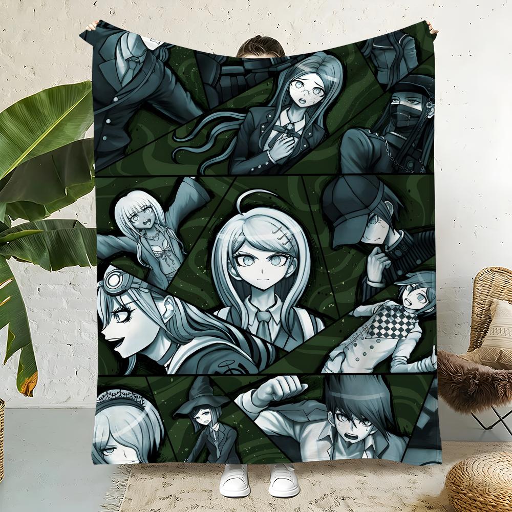 Game D-Danganronpa Throw Flannel Throw Blanket,Bed Home Office Nap Blanket Travel,Camping,Picnic Blanket Soft Decor 75X95CM