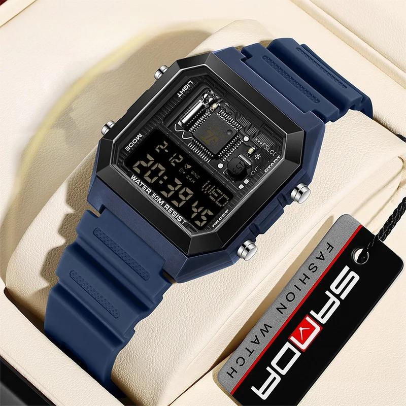 6216 Electronic Watches for Man Fashion Alarm Clock Students Square Dial Multifunction Waterproof Calendar Sports Watch