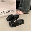 Indoor home bathroom non-slip one-pedal shit feeling sandals fashionable thick-soled slippers women's 2025 summer new
