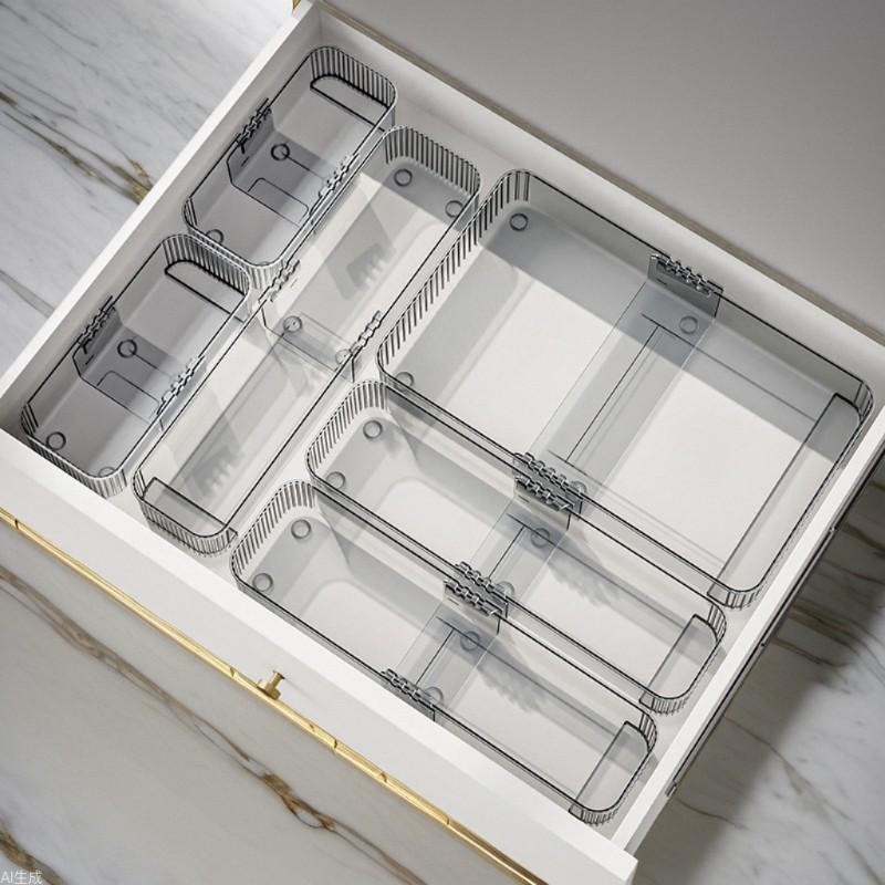 Acrylic Cosmetic Storage Drawer with Divider for Vanity and Desktop Skincare Organization