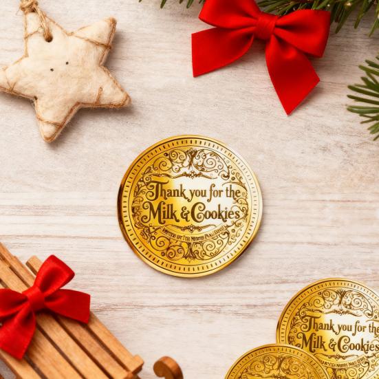 Santa Gold Coin Decorative Christmas Keepsake 4cm Stainless Steel Surprise Token Festive Party Decoration