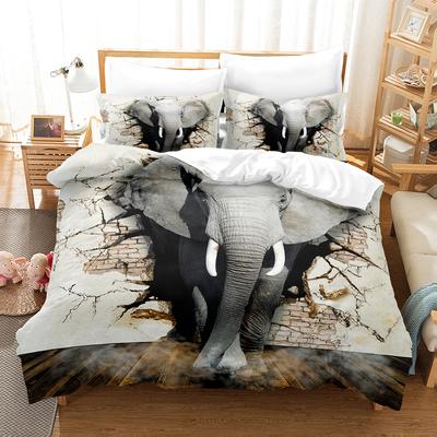 Elephant Animal 3D Duvet Cover Bedding Set Polyester Pillowcases Quilt Cover Home Decor Gift Single Double Twin King Queen