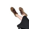2025 Autumn New Fashionable Contrasting Color Lace-up Flat-bottom Soft Baseplate Shoes Casual Retro Leopard Print Forrest Training Shoes Women