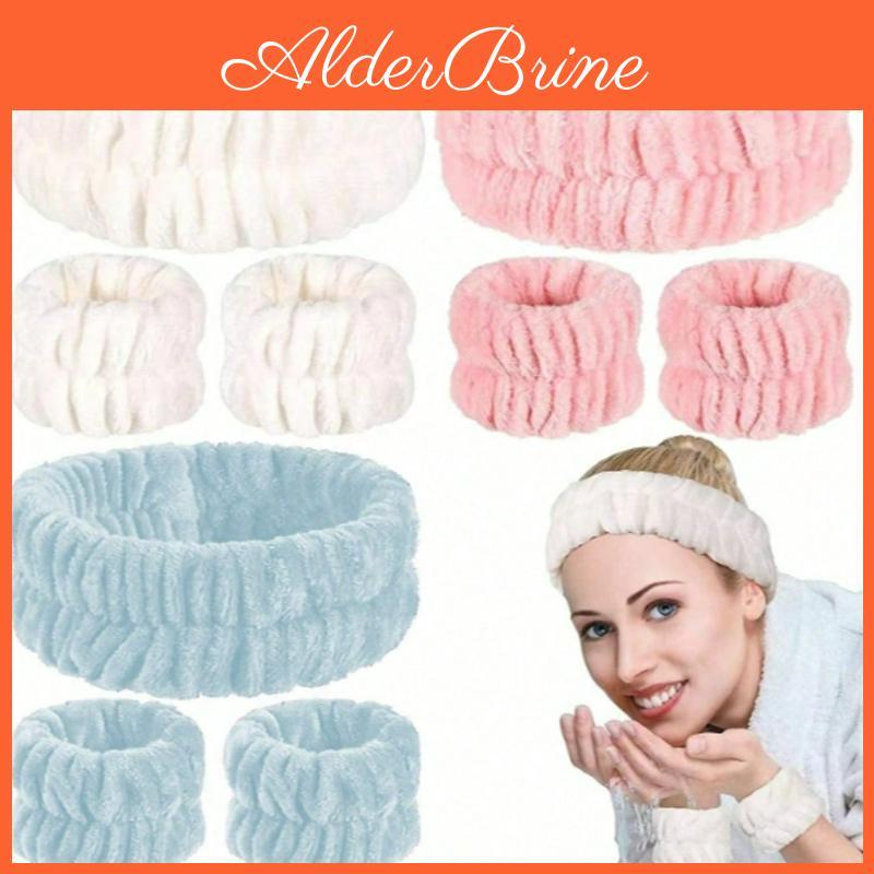 Care 1 Skin Set Headband And Wristbands Puffy Spa Makeup Headband For Face Washing Soft Headbands For Womencute Hair Ties