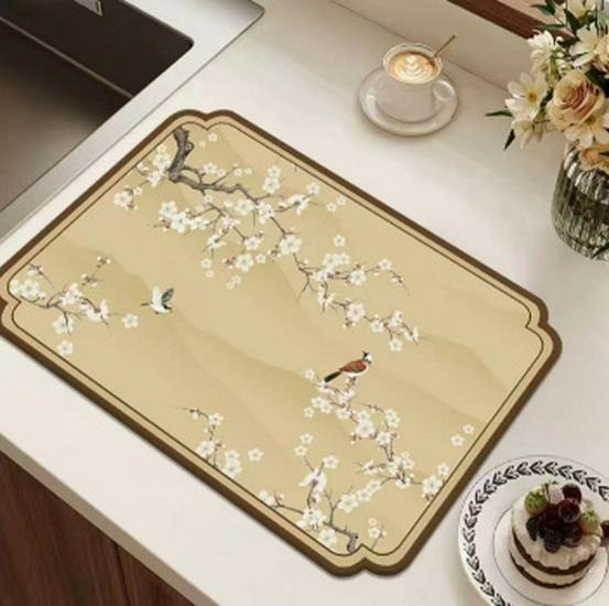 Song's Aesthetic Diatom Mud Floor & Table Mat - Stain & Wear Resistant, Water-Absorbent, Quick-Drying, Ancient Style