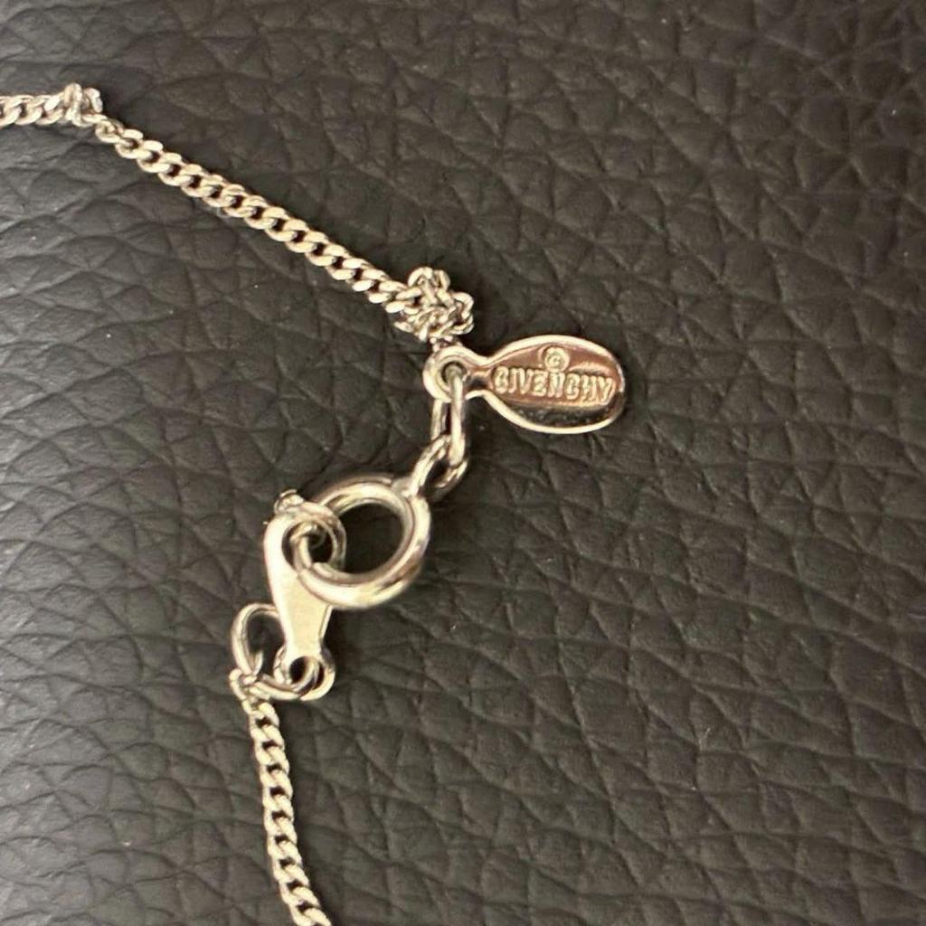 Used GIVENCHY necklace square g logo rhinestone
