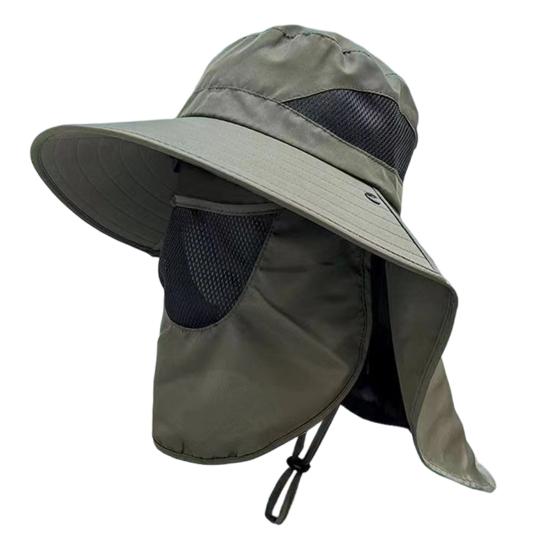 Lightweight Summer Hat Breathable Mesh Bucket Hat 360-Degree Sunshade Fisherman with Detachable Face