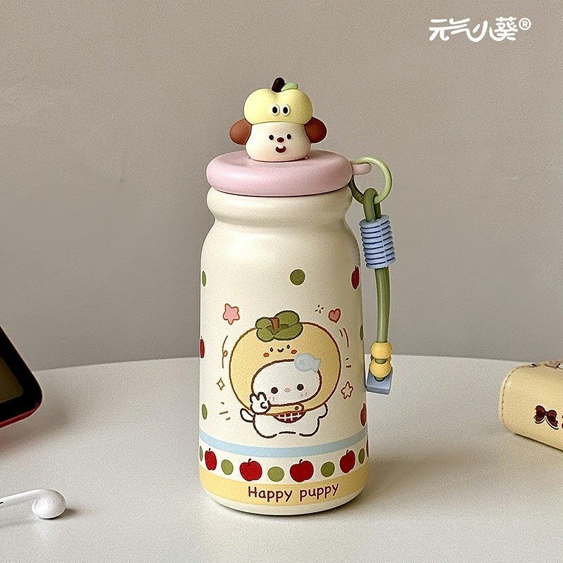 Cute Large Capacity Vacuum Cup Girl Good-looking Water Cup with Straw 316 Stainless Steel Cup Tea Separation