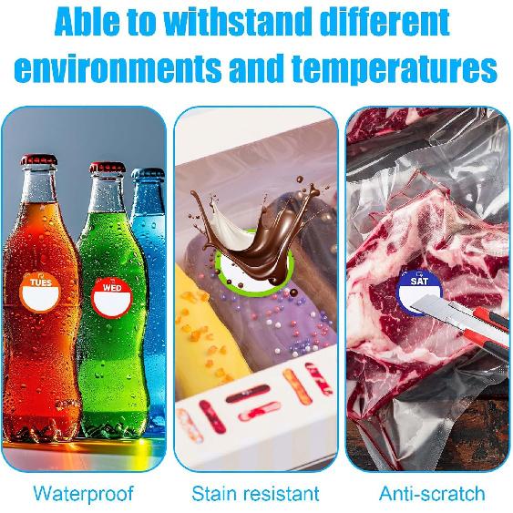 3500pcs Removable Days of The Week Stickers Round, from Monday To Sunday Food Label Weekday Stickers Dissolvable Food Tab Tag Waterproof Expiration