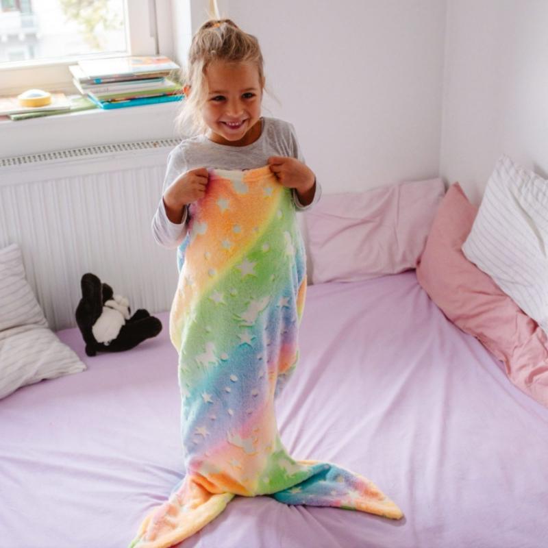 Universal Soft Mermaid Tail Blanket Beautiful Cozy Rainbow Mermaid Blanket Children Flannel Mermaid Sleeping Bag