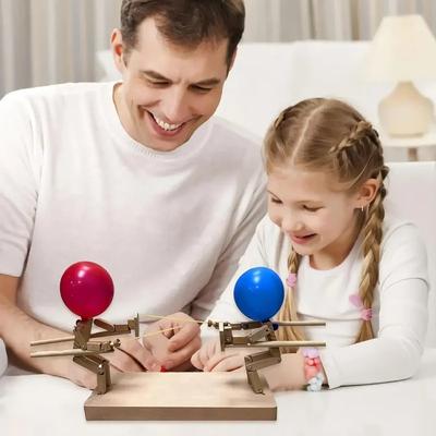 Inflatable Head Bamboo Joint Wooden Doll Toy Parent Child Interactive 2 Players Battle Game Poke Balloon Toy Party Game