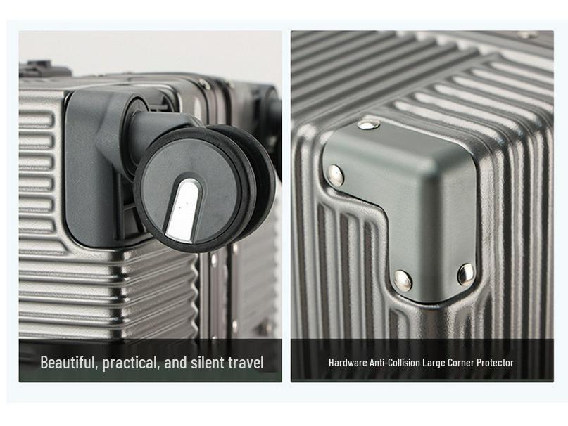 Large Capacity Aluminum Frame Suitcase: Durable, Silent Wheels, Secure Password, Unisex Design