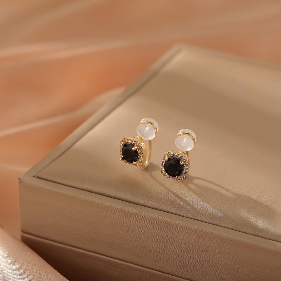 New Fashion Rhinestone Earrings Without Piercing Earrings Women Square Clip On Earrings