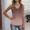 Women's Fashionable Sleeveless Vest With Pleats, V-neck, Tie- Gradient Color, Loose Fit, Flowy Summer Top