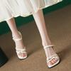 High heeled sandals for women in summer 2025 new high-end style simple one line with thick heels high-heeled shoes