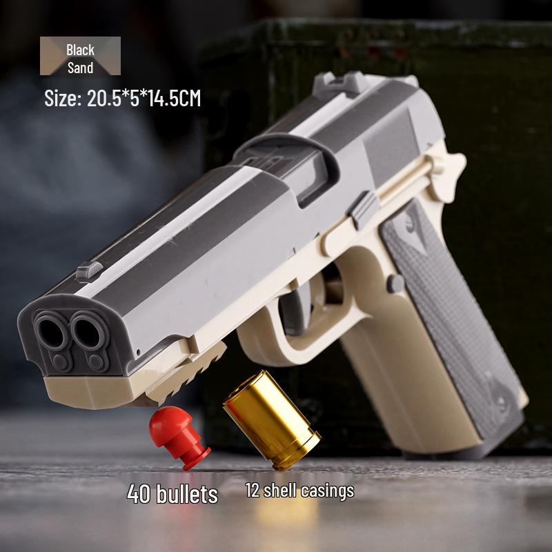 Mingjiangtang 1911 Toy Gun: Double-Barrel Ejection Carrot Design, Rapid-Fire Action for Kids.