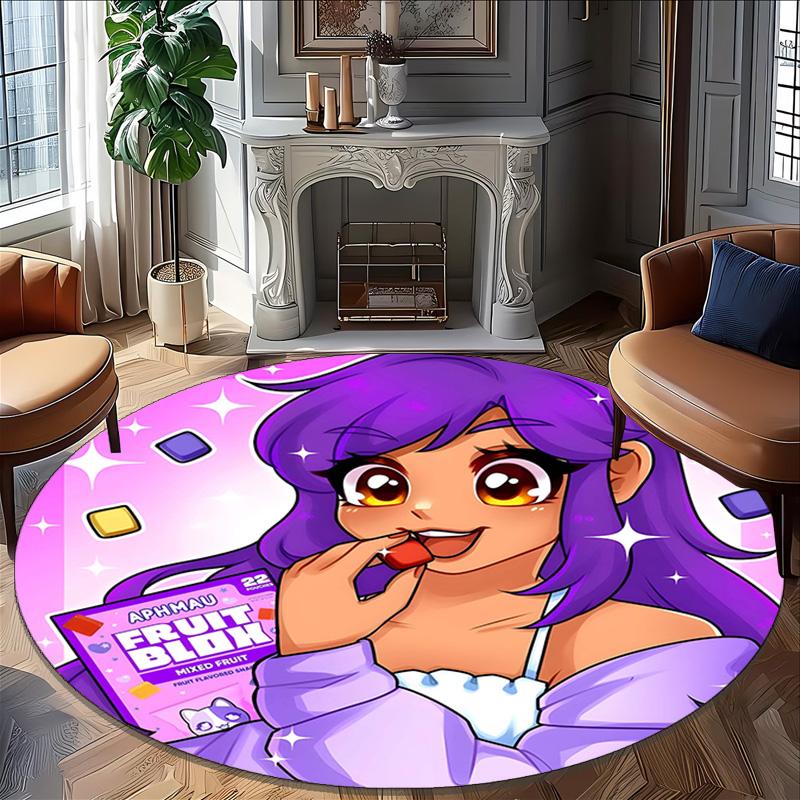 1pc Anime A-AphmauS Print Round Carpet Chair Round Carpet Suitable for Bedroom Living Room Home Decorative Carpet
