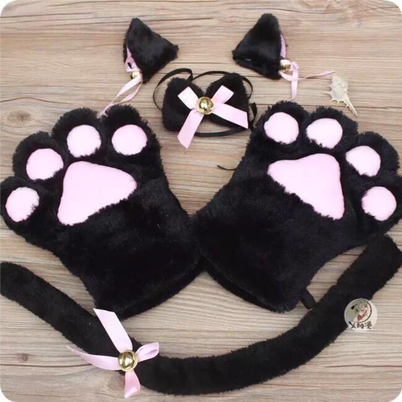 Act cute suit, cat claw gloves, bear claws, maid cat lady cat claw bow tie, animation peripheral cos accessories gloves