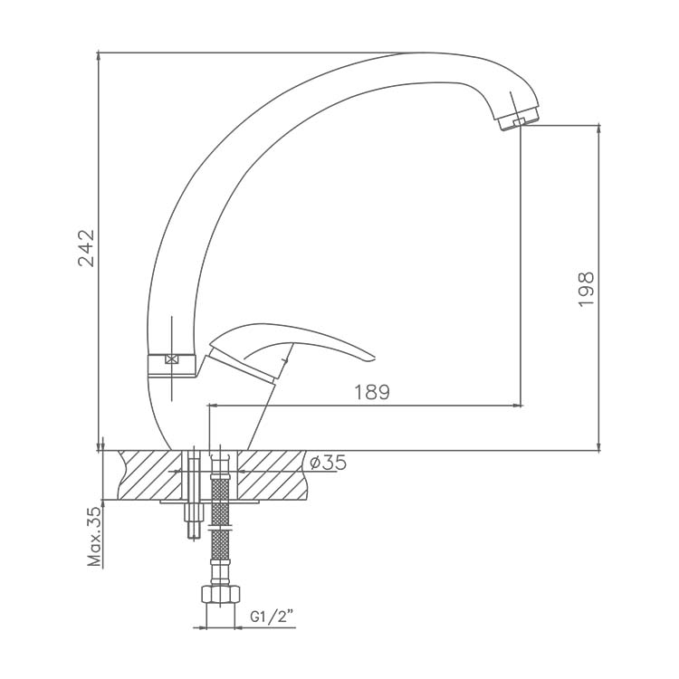 Hot and Cold Zinc Alloy Kitchen Basin Faucet Big Bend Mixed Water Wash Faucet