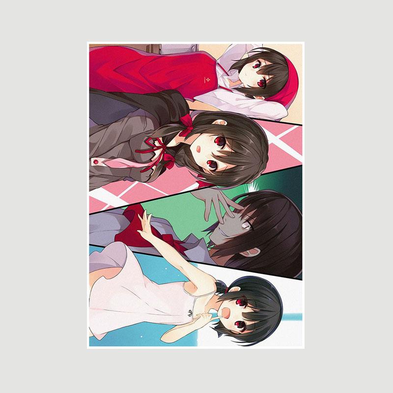 Vintage anime KonoSuba Megumin bílý papír plakáty a tisky ložnice bar kavárna dekorace nástěnná malba retro nástěnné umění malba domácí dekorace