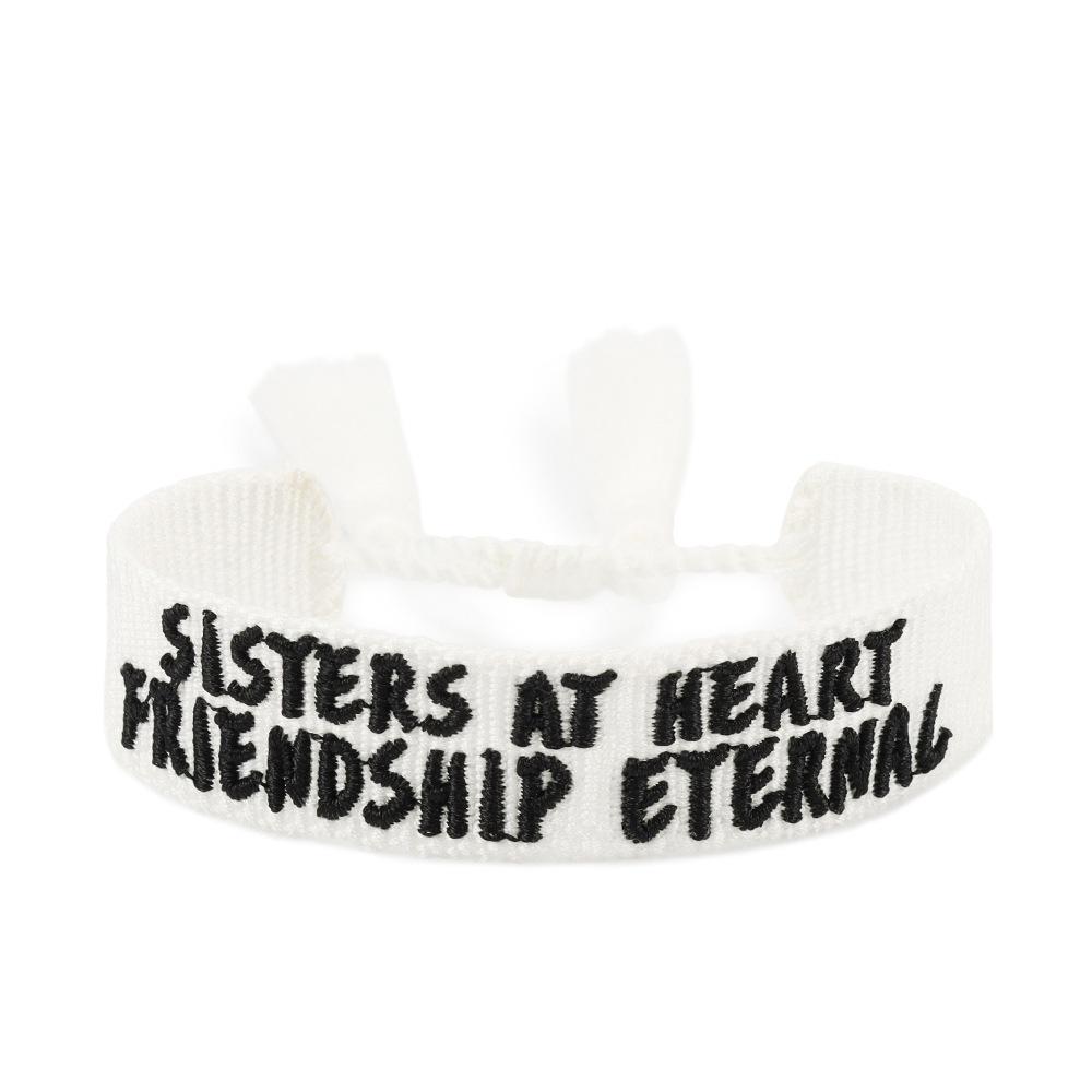 Heart-to-Heart Best Friends Embroidered Bracelet with Tassel