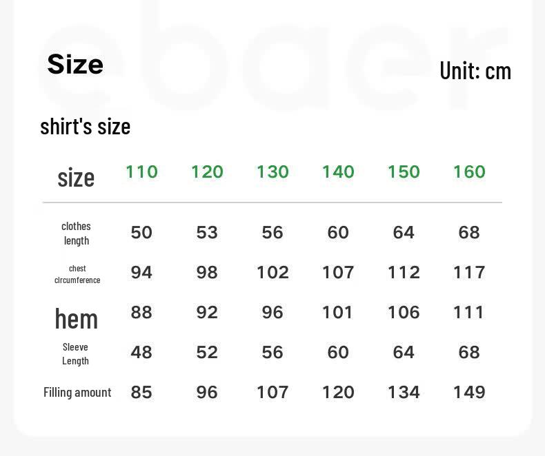 EBAER 2024 Kids' Unisex Outdoor Down Jacket