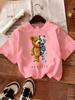 Plush And Robotic Bear Prints T-Shirts Women Casual Loose Short Sleeve Tops Soft O-Neck T Shirt Summer Comfortable Woman Clothes