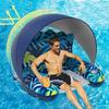 Inflatable Floating Lounge Chair with Sunshade - Glow-in-the-Dark Outdoor Tanning Pool, Water Slide Toy for Sunbathing & Splashing