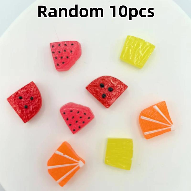 10Pcs Mini Artificial Fruit Slice Resin Charms With Realistic Look And Assorted Styles Perfect For Diy Craft Phone Case Decor