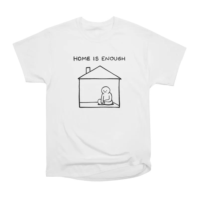 

Men Casual Shirts Short Sleeves HOME IS ENOUGH Tees Oversized T-shirts S белый